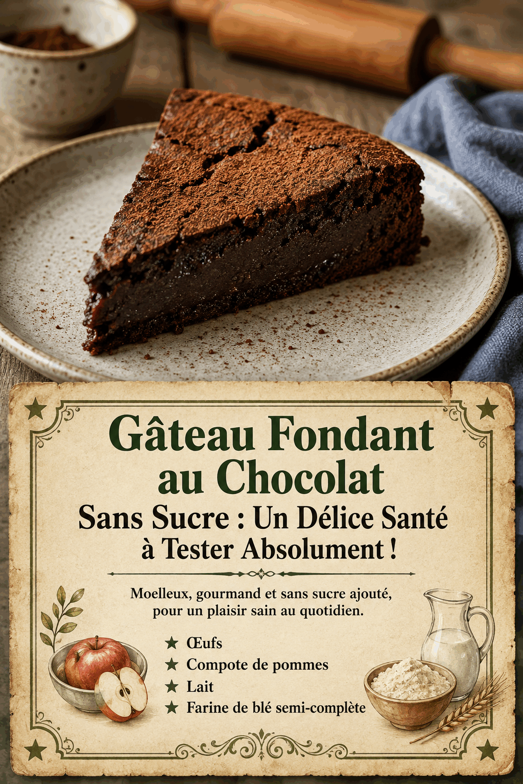 Gâteau Fondant au Chocolat Sans Sucre : Un Délice Santé à Tester Absolument !