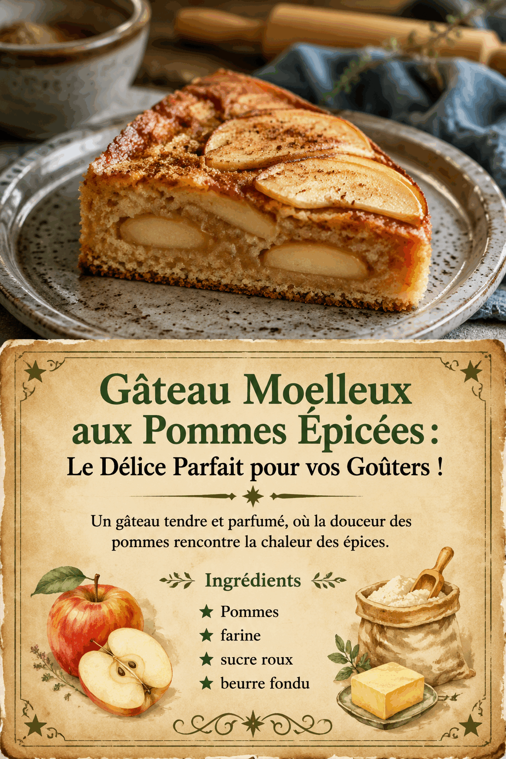 Gâteau Moelleux aux Pommes Épicées : Le Délice Parfait pour vos Goûters !