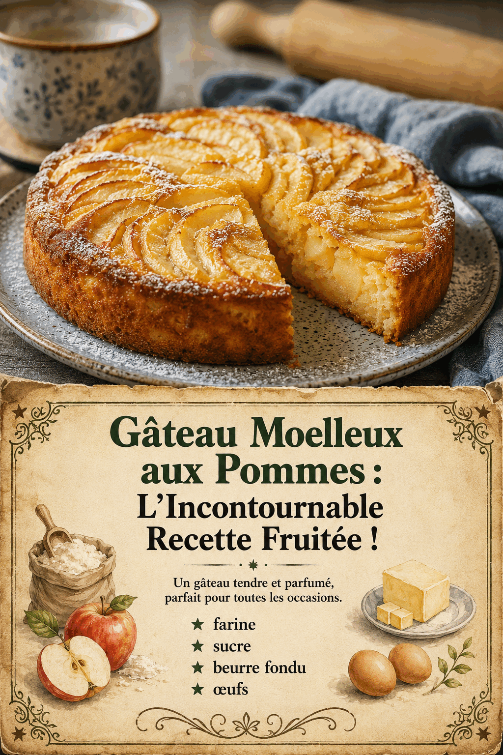 Gâteau Moelleux aux Pommes : L&rsquo;Incontournable Recette Fruitée !