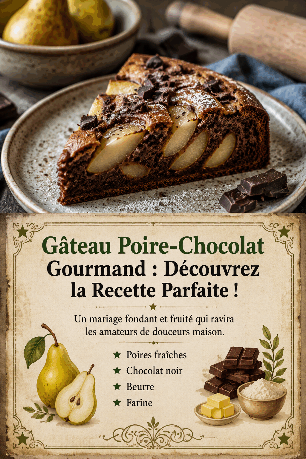 Gâteau Poire-Chocolat Gourmand : Découvrez la Recette Parfaite !