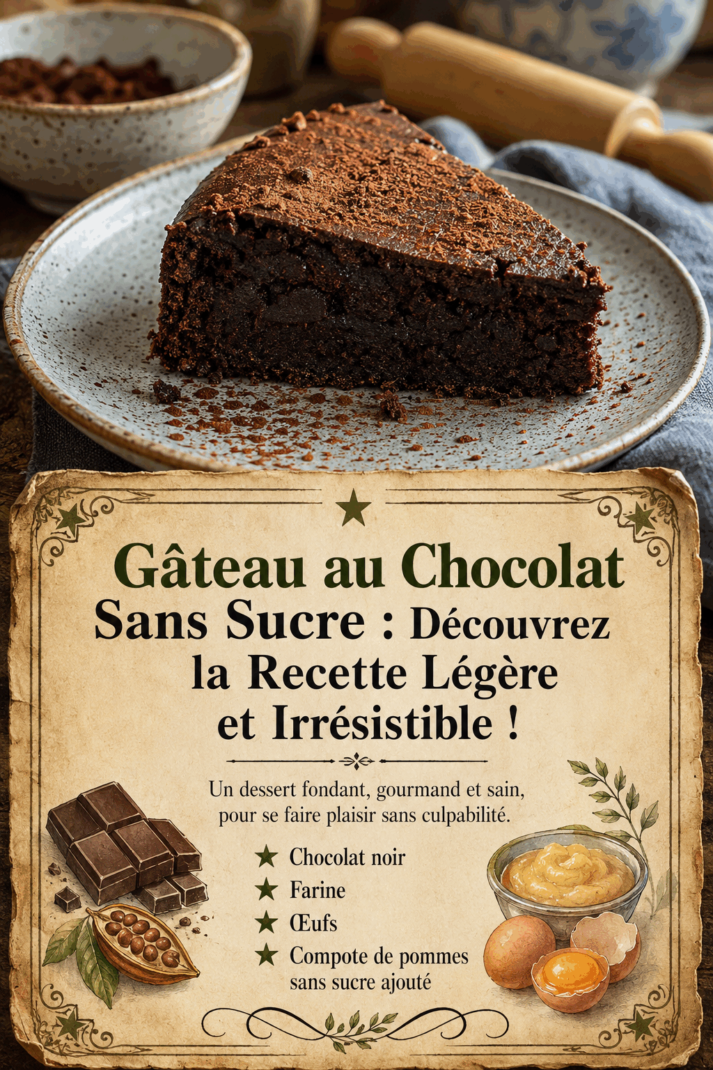 Gâteau au Chocolat Sans Sucre : Découvrez la Recette Légère et Irrésistible !