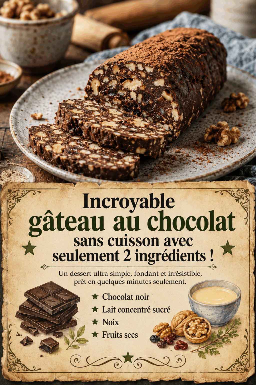 Incroyable gâteau au chocolat sans cuisson avec seulement 2 ingrédients !