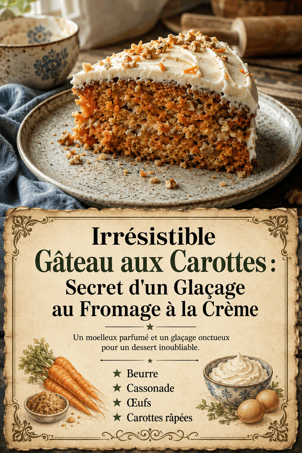 Irrésistible Gâteau aux Carottes : Secret d'un Glaçage au Fromage à la Crème