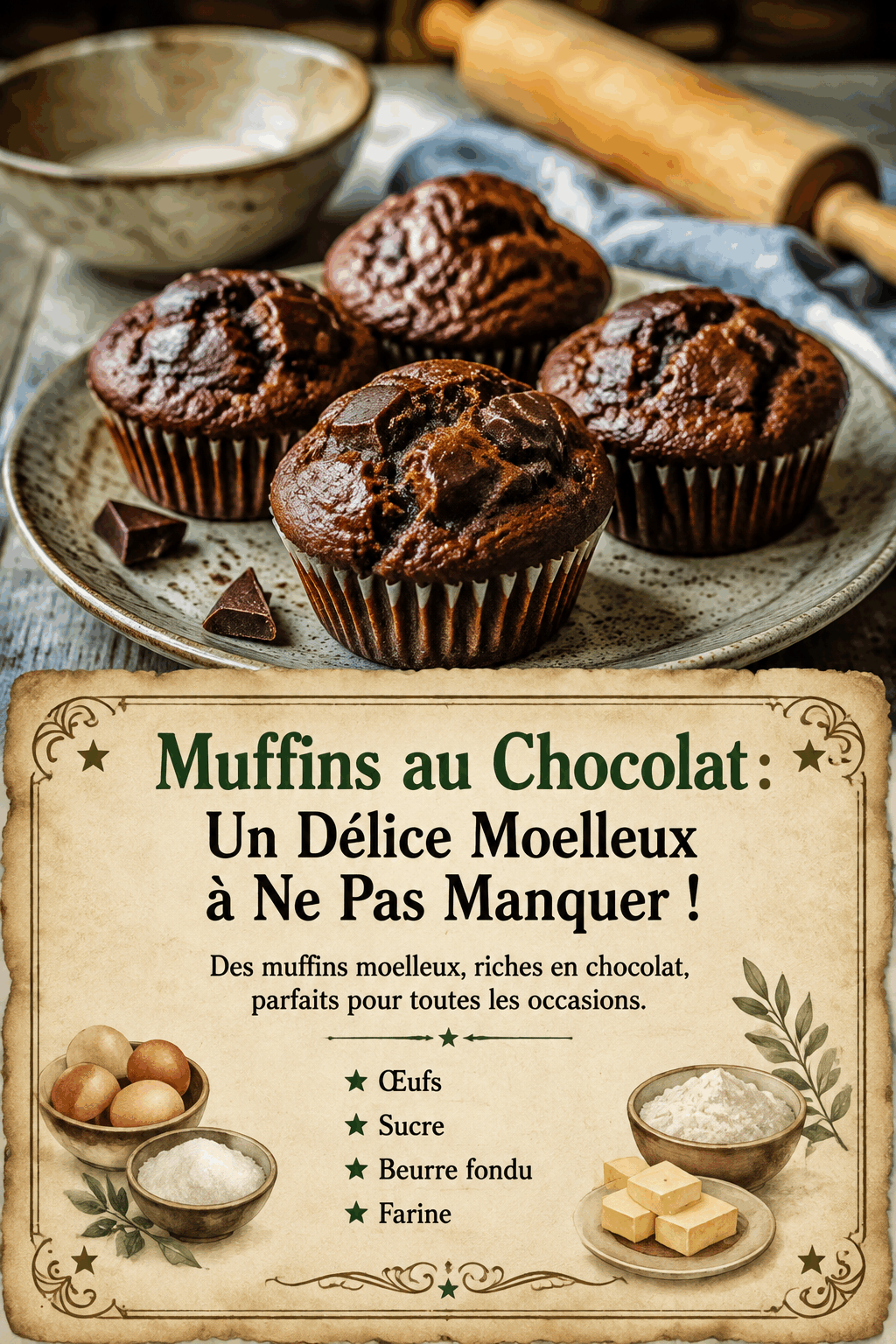 Muffins au Chocolat : Un Délice Moelleux à Ne Pas Manquer !