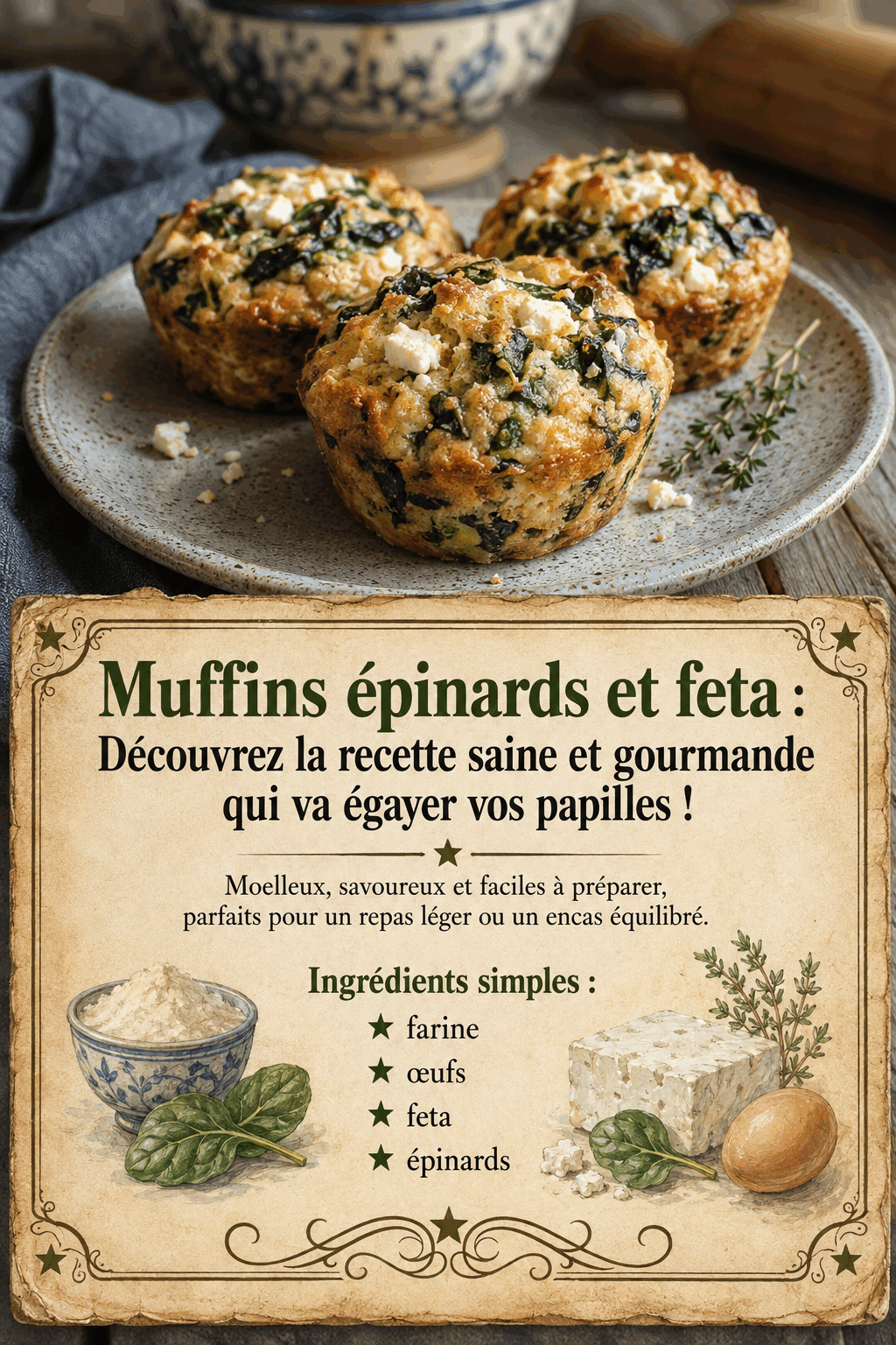 Muffins épinards et feta : Découvrez la recette saine et gourmande qui va égayer vos papilles !