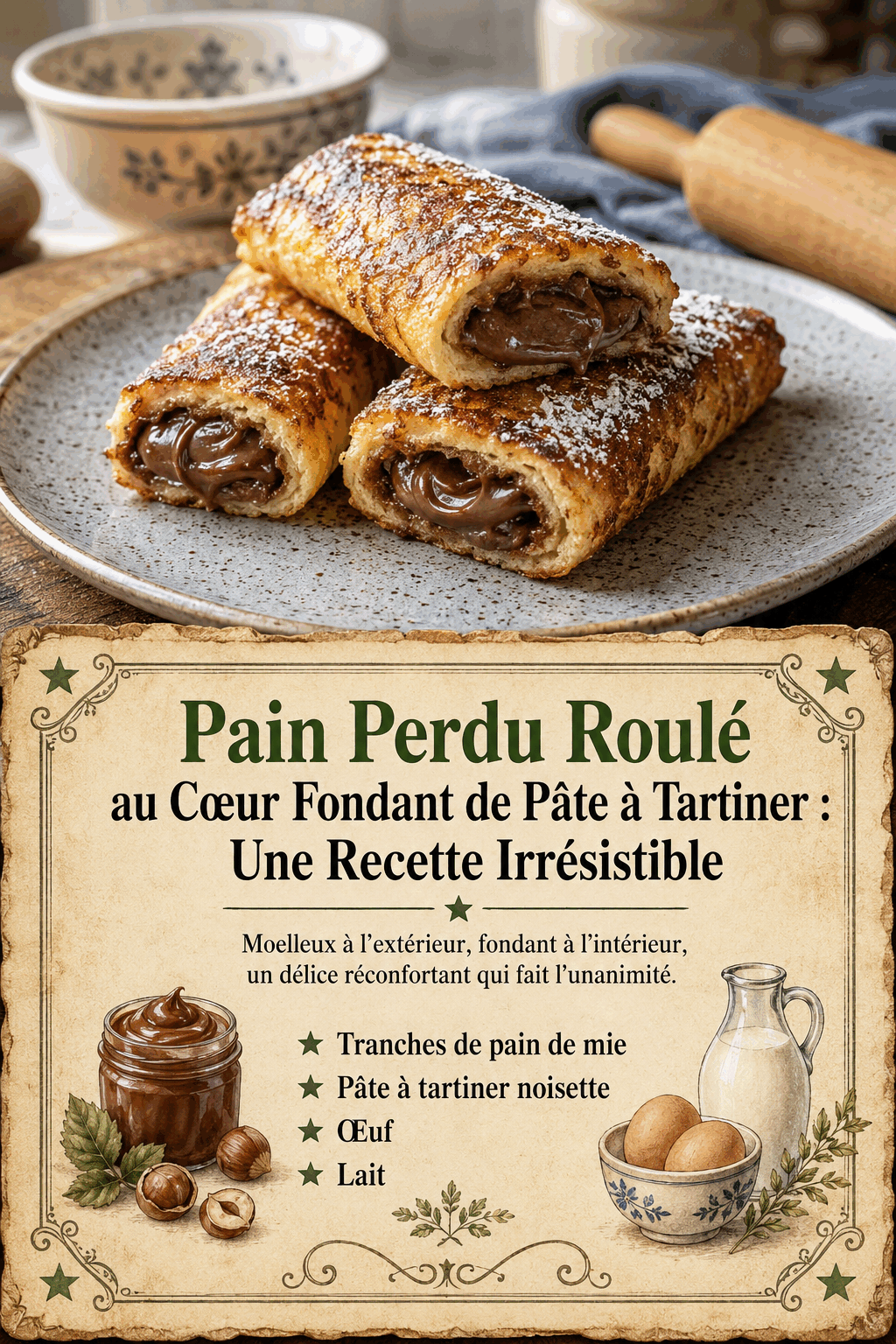 Pain Perdu Roulé au Cœur Fondant de Pâte à Tartiner : Une Recette Irrésistible