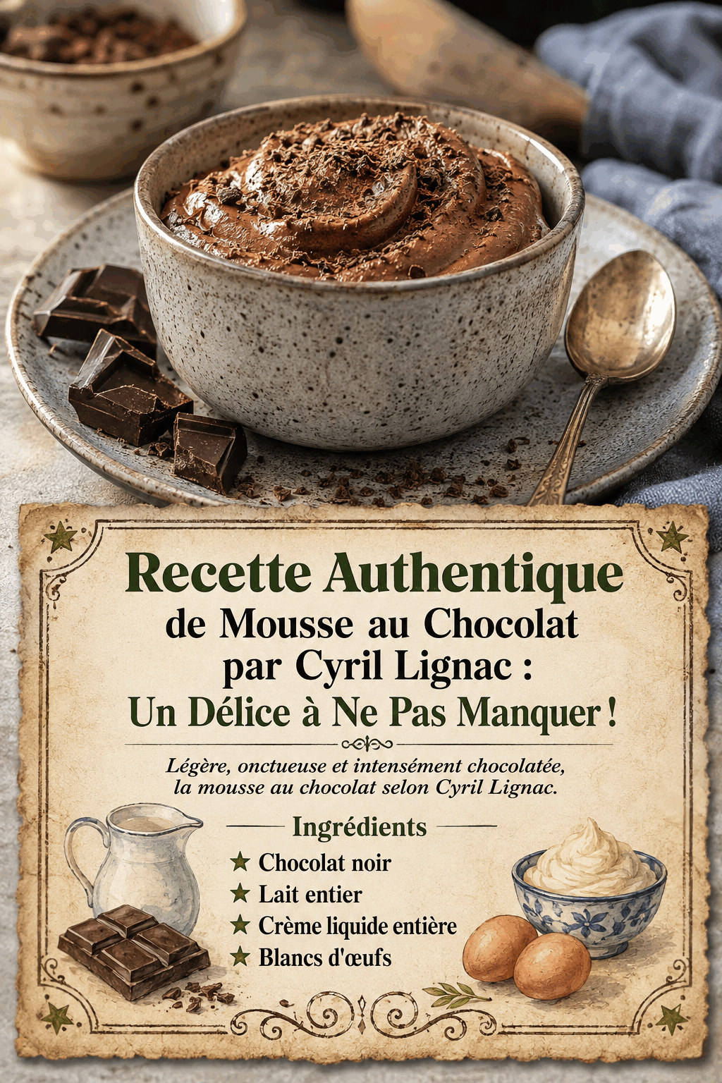 Recette Authentique de Mousse au Chocolat par Cyril Lignac : Un Délice à Ne Pas Manquer !