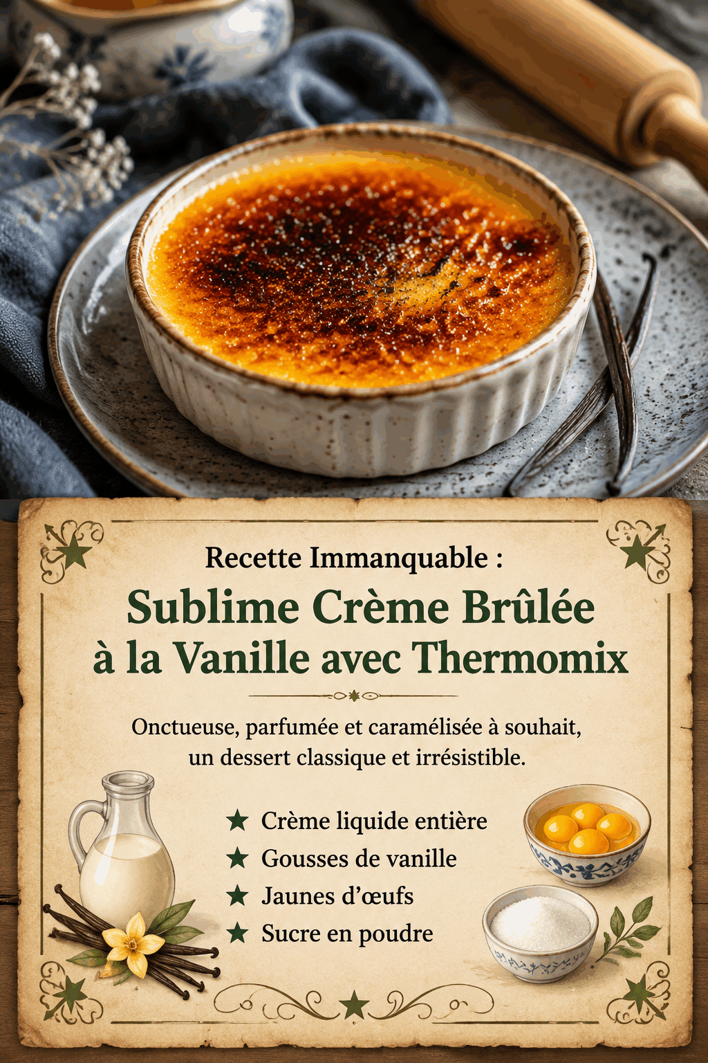 Recette Immanquable : Sublime Crème Brûlée à la Vanille avec Thermomix