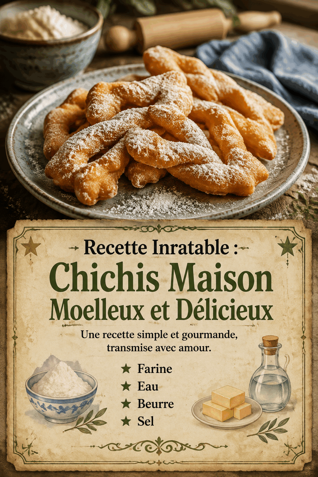 Recette Inratable : Chichis Maison Moelleux et Délicieux