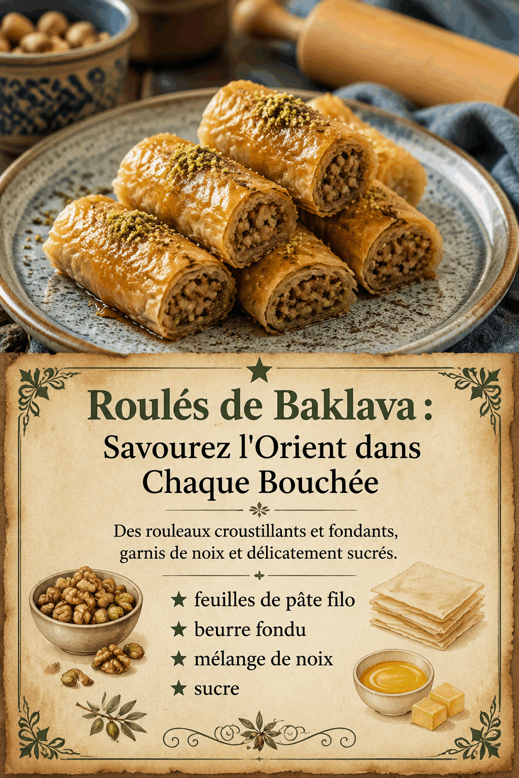 Roulés de Baklava : Savourez l&rsquo;Orient dans Chaque Bouchée