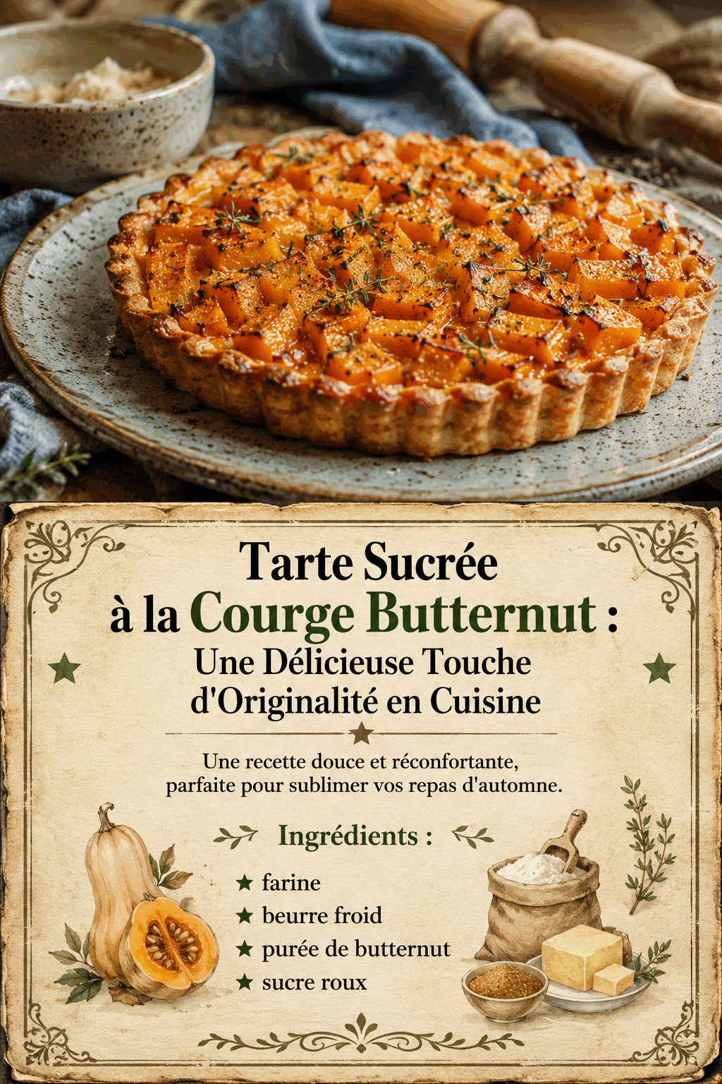 Tarte Sucrée à la Courge Butternut : Une Délicieuse Touche d'Originalité en Cuisine