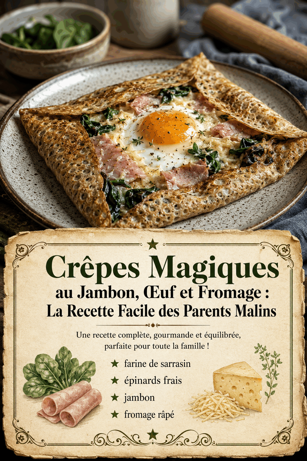 Crêpes Magiques au Jambon, Œuf et Fromage : La Recette Facile des Parents Malins