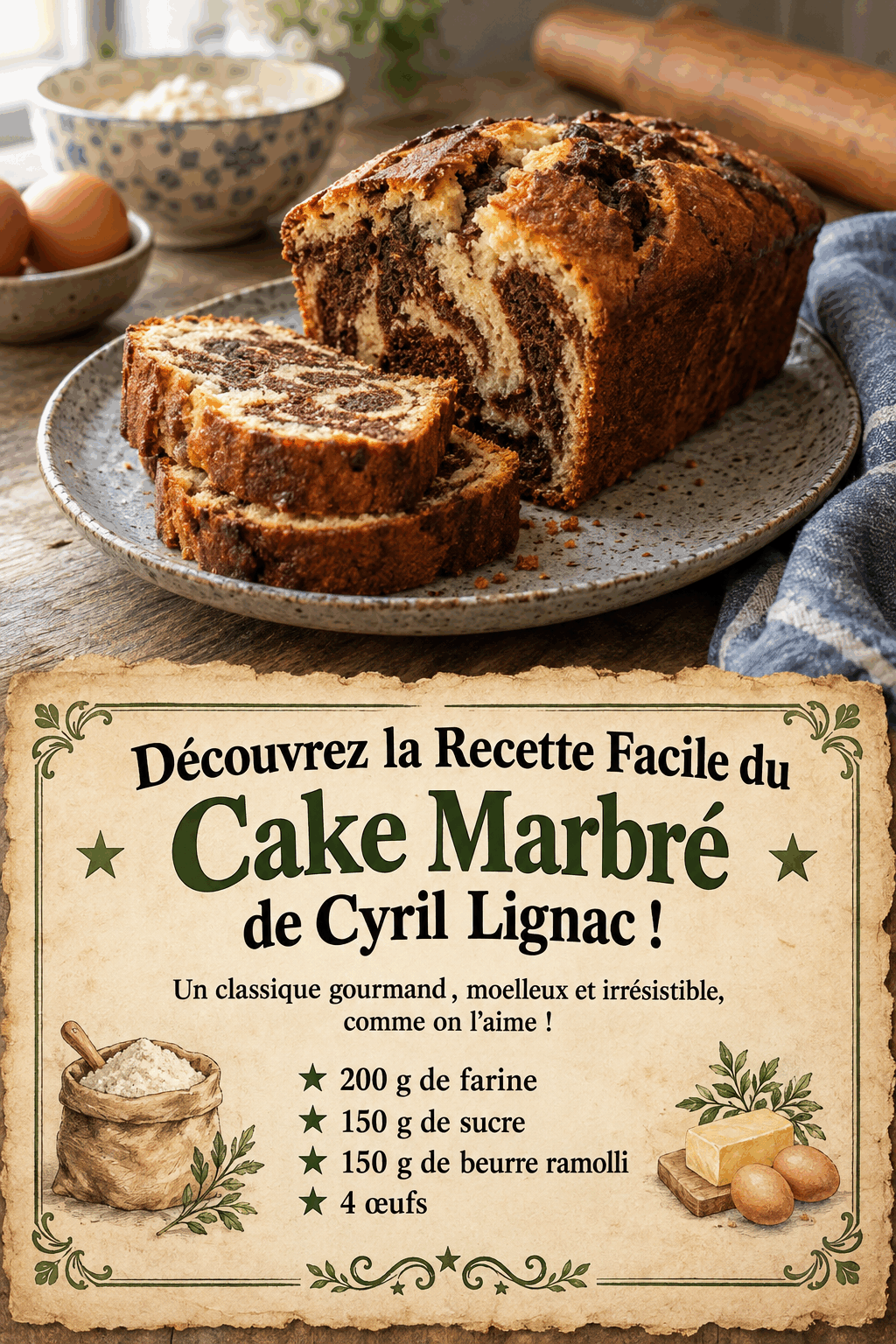 Découvrez la Recette Facile du Cake Marbré de Cyril Lignac !