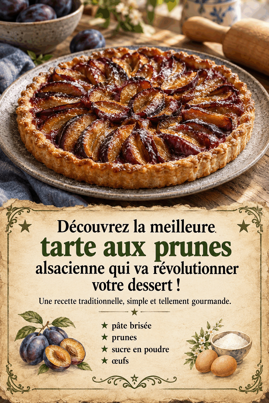Découvrez la meilleure tarte aux prunes alsacienne qui va révolutionner votre dessert !