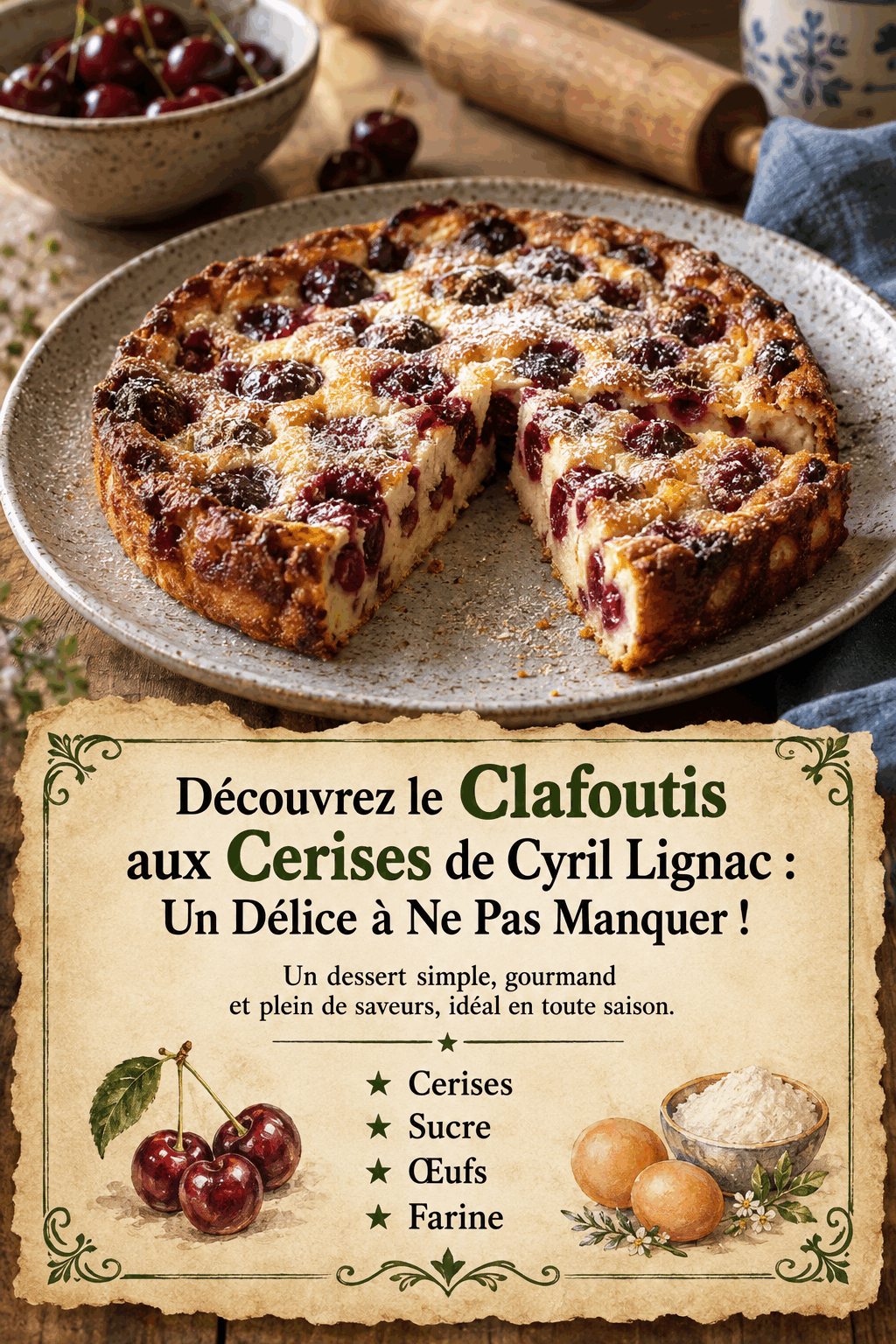 Découvrez le Clafoutis aux Cerises de Cyril Lignac : Un Délice à Ne Pas Manquer !