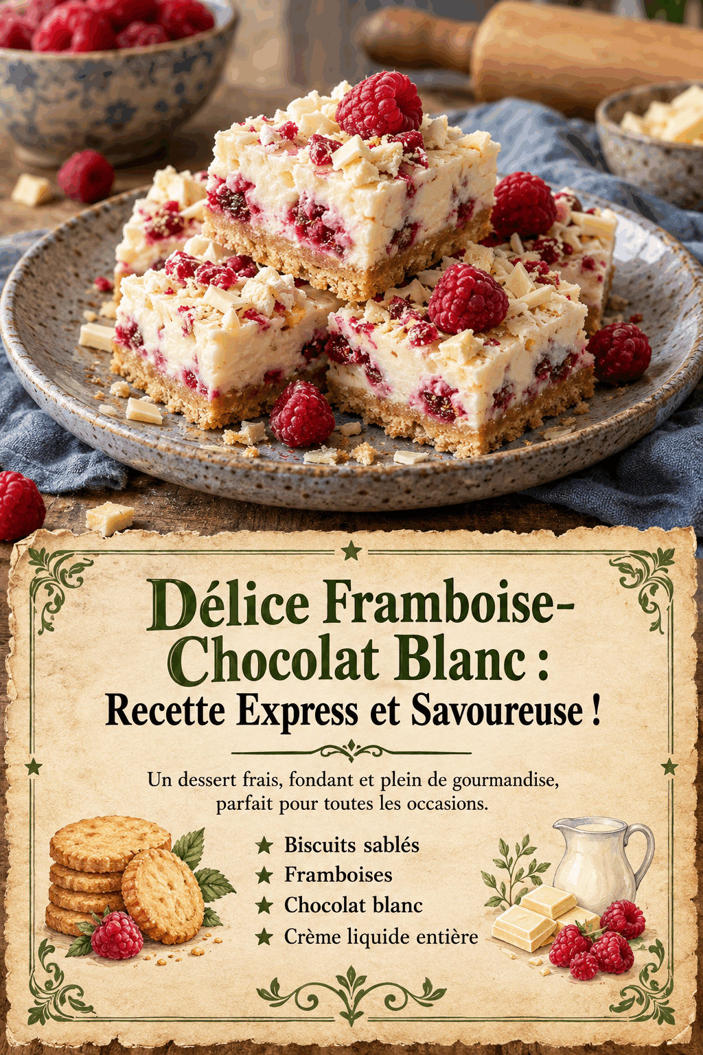 Délice Framboise-Chocolat Blanc : Recette Express et Savoureuse !