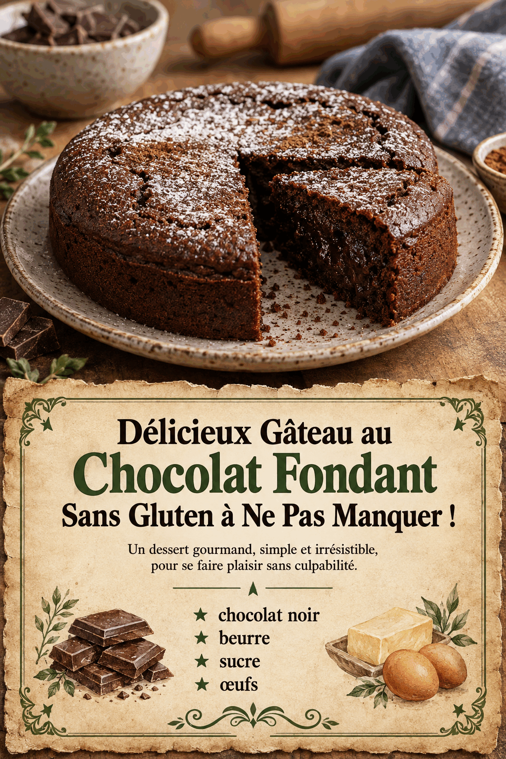 Délicieux Gâteau au Chocolat Fondant Sans Gluten à Ne Pas Manquer !