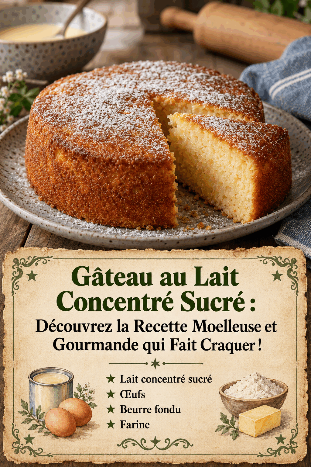 Gâteau au Lait Concentré Sucré : Découvrez la Recette Moelleuse et Gourmande qui Fait Craquer !