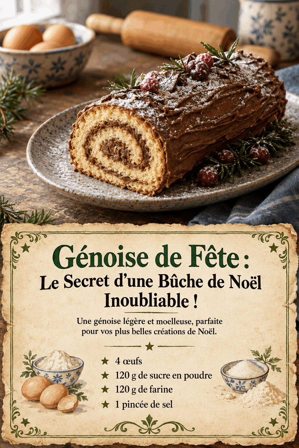 Génoise de Fête : Le Secret d&rsquo;une Bûche de Noël Inoubliable !