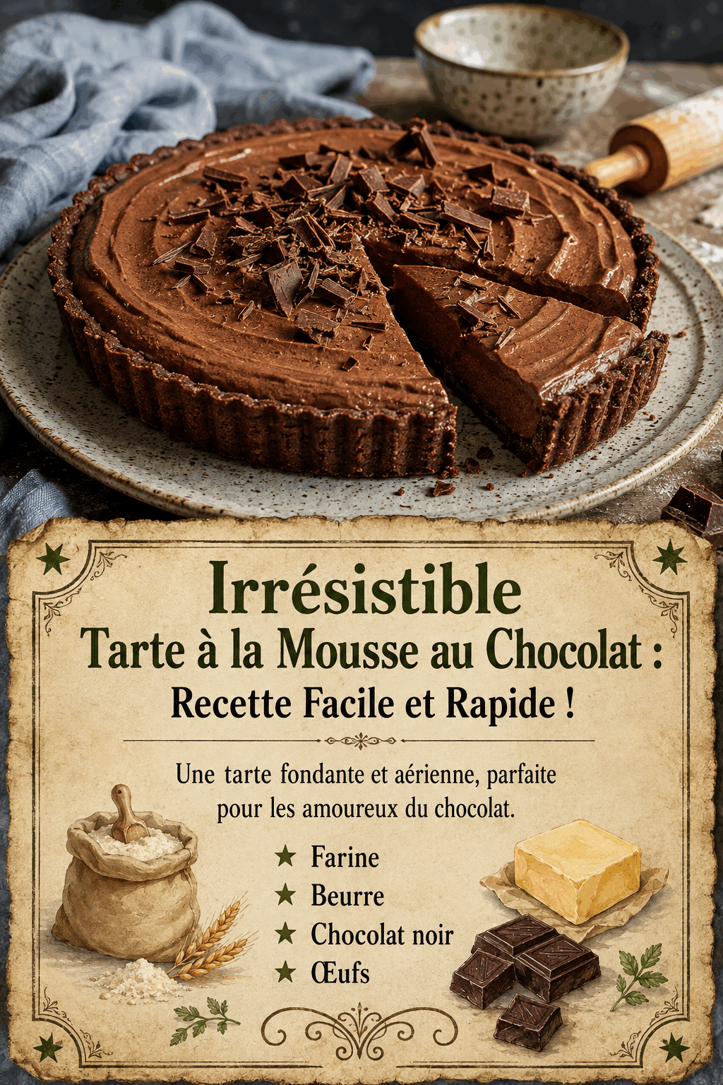 Irrésistible Tarte à la Mousse au Chocolat : Recette Facile et Rapide !