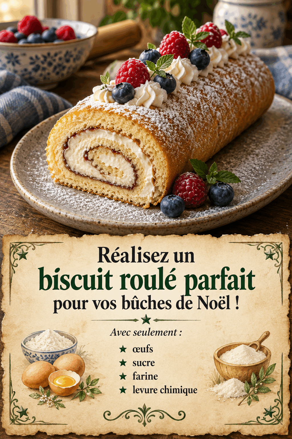 Réalisez un biscuit roulé parfait pour vos bûches de Noël !