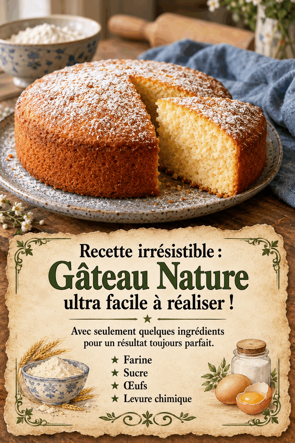 Recette irrésistible : Gâteau Nature ultra facile à réaliser !