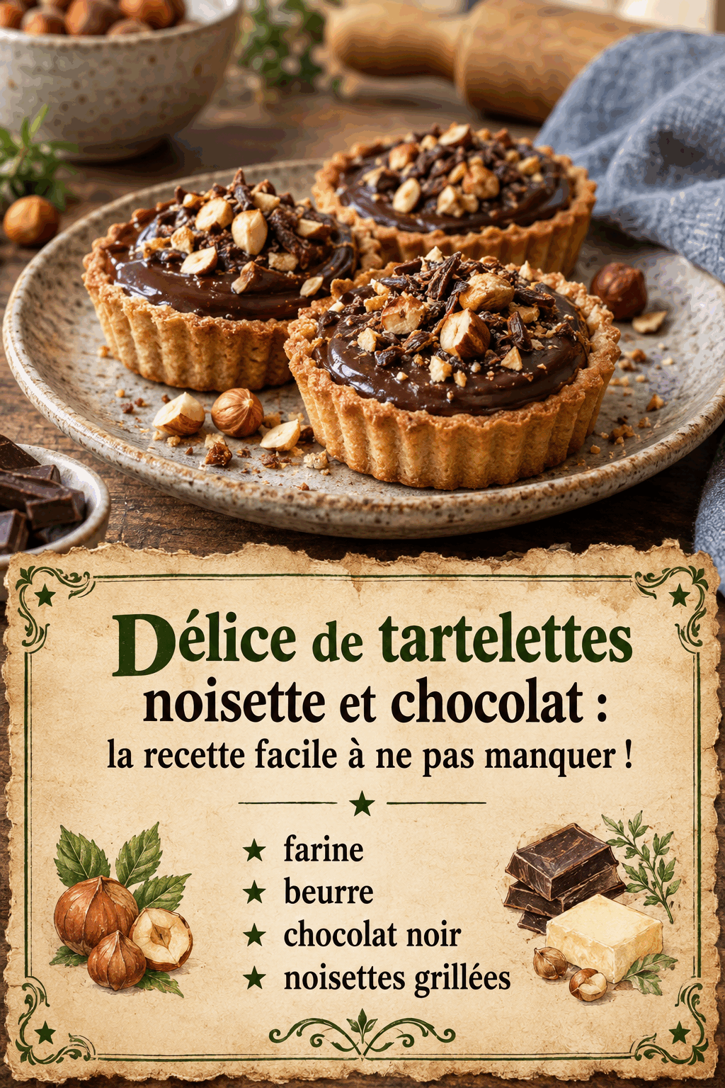 Délice de tartelettes noisette et chocolat : la recette facile à ne pas manquer !
